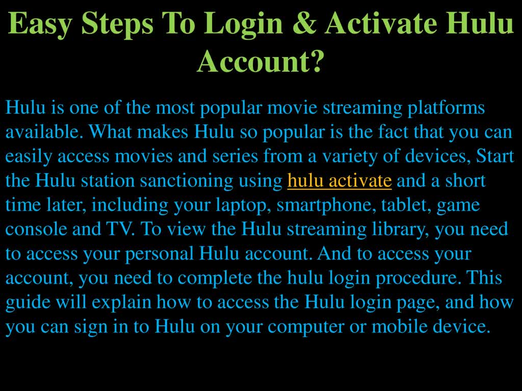 Easy Steps To Login & Activate Hulu Account?