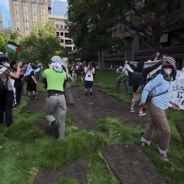 Pro-Palestinian protesters tear up turf at McGill University in Montreal
