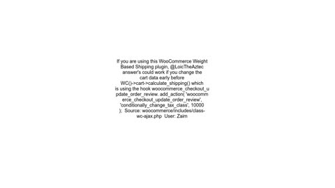 WooCommerce Modified cart weight does not affect shipping costs