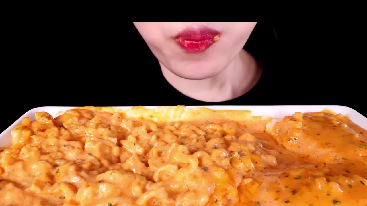 ASMR Fiery Cheesy Carbo Noodles, Melty Mochi Bites, Crispy Rice Crunch - Immersive Eating Sounds