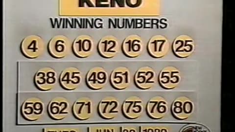 June 20, 1989 - Winning New York Keno Numbers