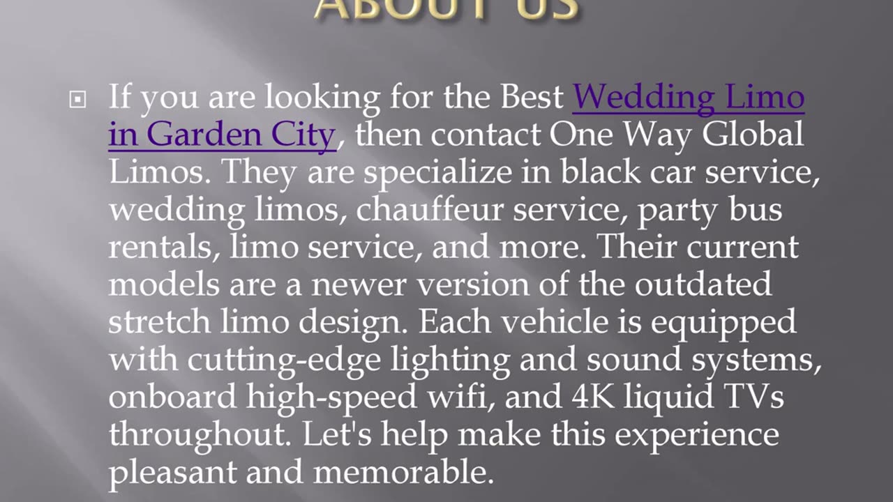 Best Wedding Limo in Garden City