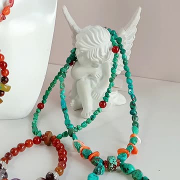 Natural turquoise spiny oyster Red Rutilated Quartz pendant gemstone jewelry necklace