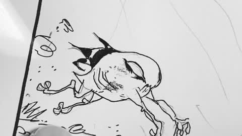 inking a monster for my comic book