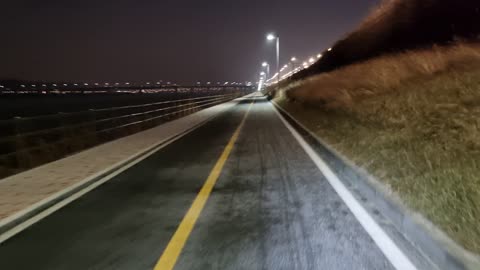 Korean Awesome Bike Lane covered with snow along with the Hangang Park