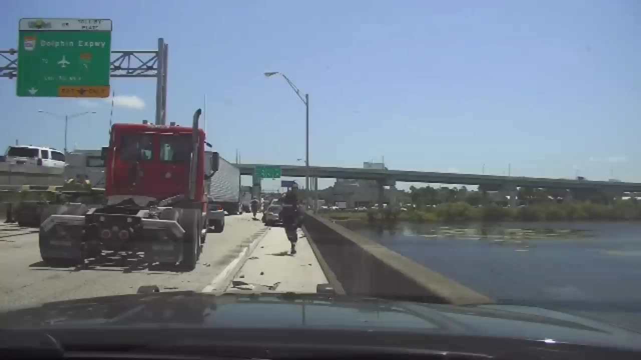 Woman Jumps Off Bridge Trying to Escape Police.