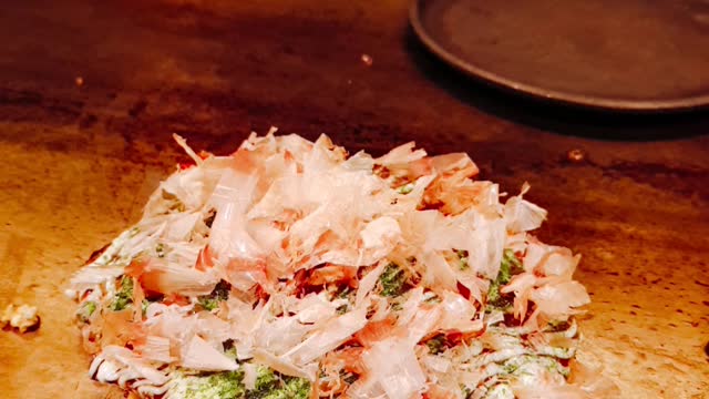 Okonomiyaki in Osaka, Japan