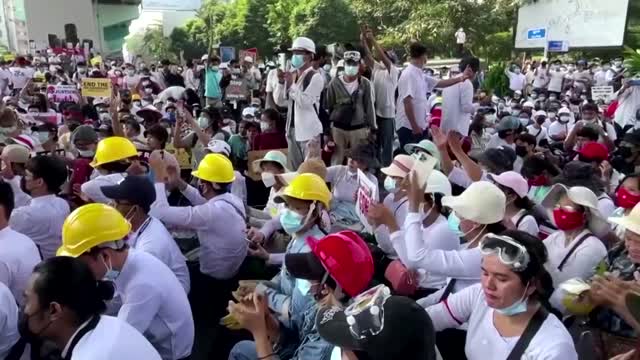 Thousands march in Yangon to protest Myanmar coup