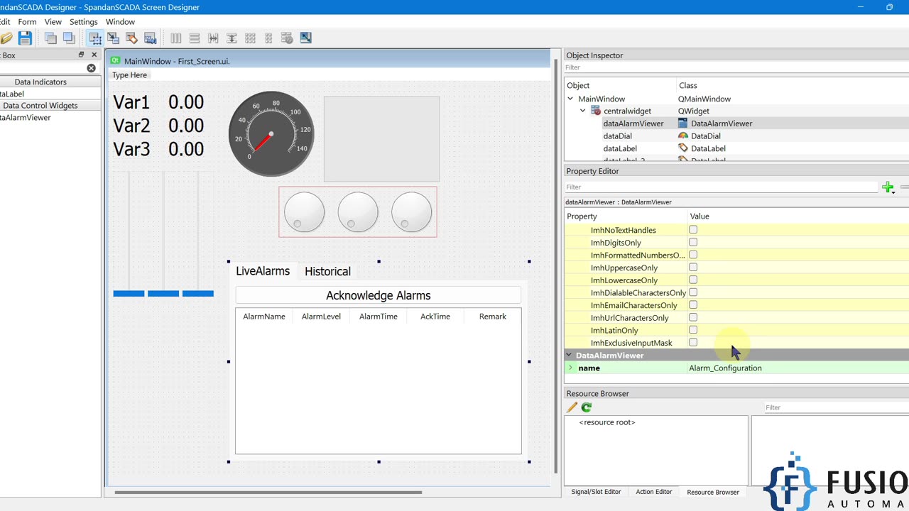 How to Add Data Alarm Viewer in Spandan SCADA Screen to Monitor Live Alarms in Runtime | IoT |