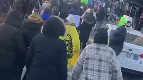 Boston yesterday. Antivax protest