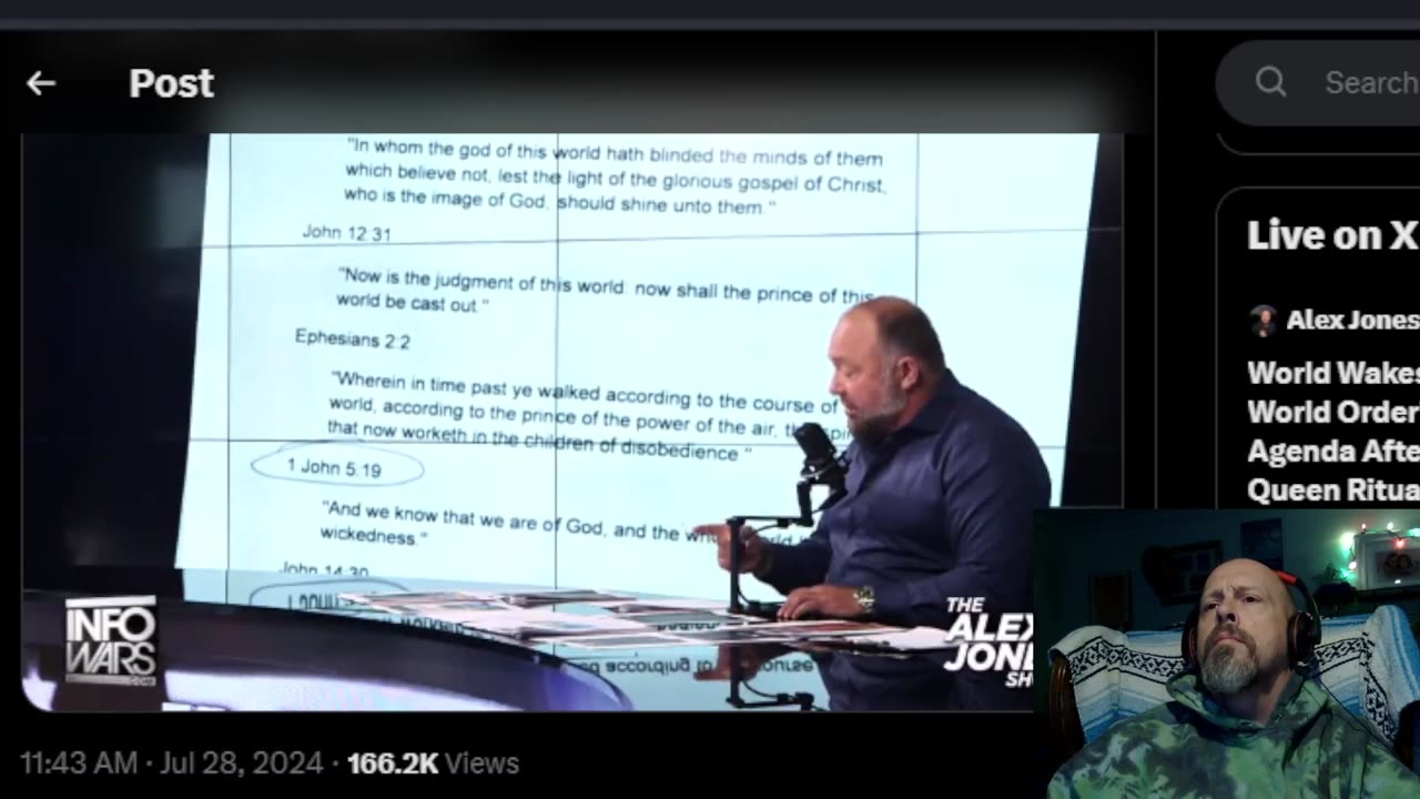 frosty scrolls: twitter scrolling (7/28/24, part 2) Alex Jones. Who's the god of this world?