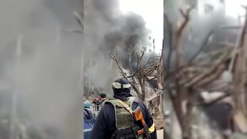 Chernigov Center Russian Army Attacks Buildings