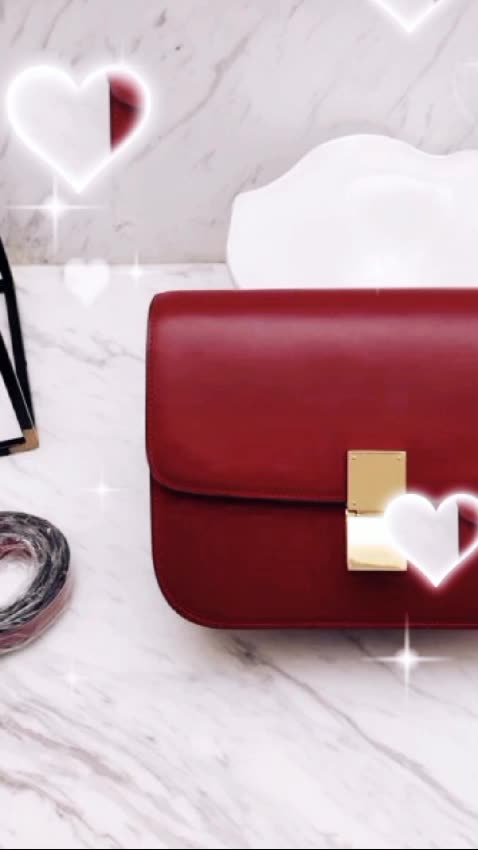 Celine Red Lizard Skin Leather Shoulder Bag