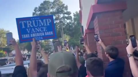 Kamala was met with “Trump!” chants as she arrived for her CNN interview in GA