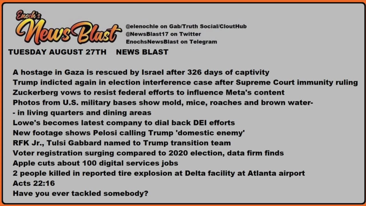 Tuesday, August 27, 2024 News Blast