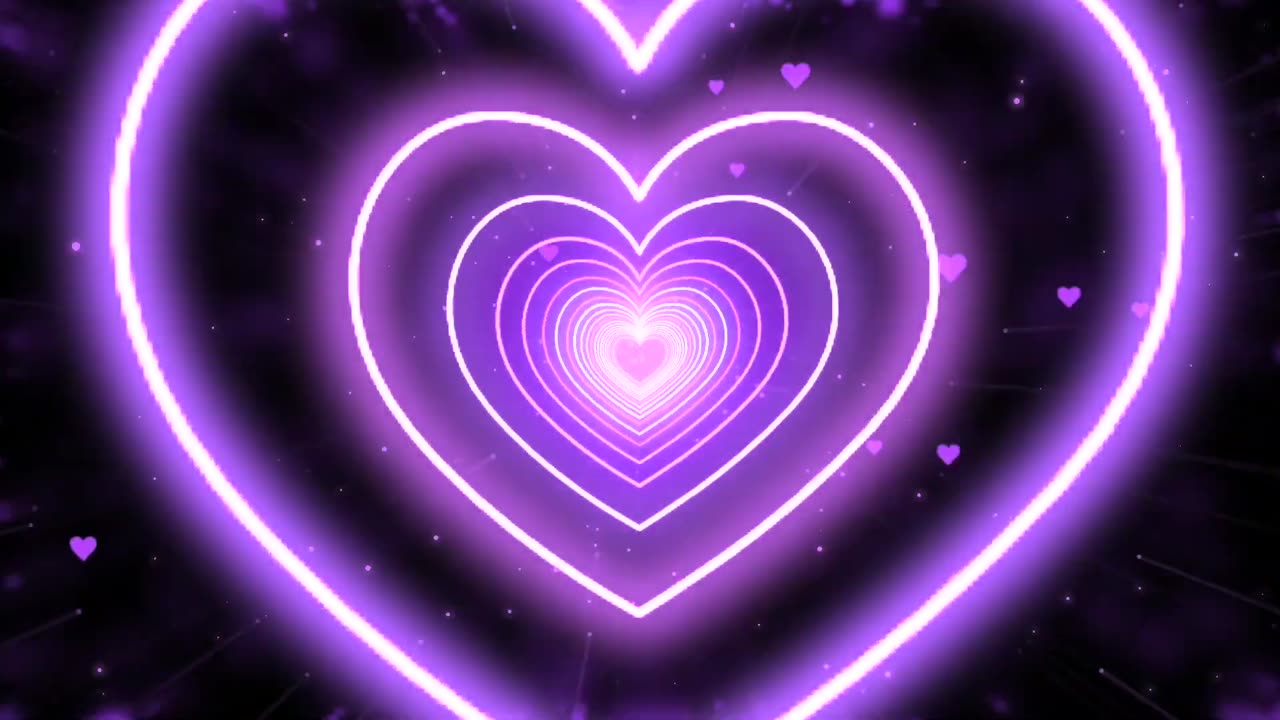 951. Heart Tunnel💜Purple Heart Background Neon Heart Heart