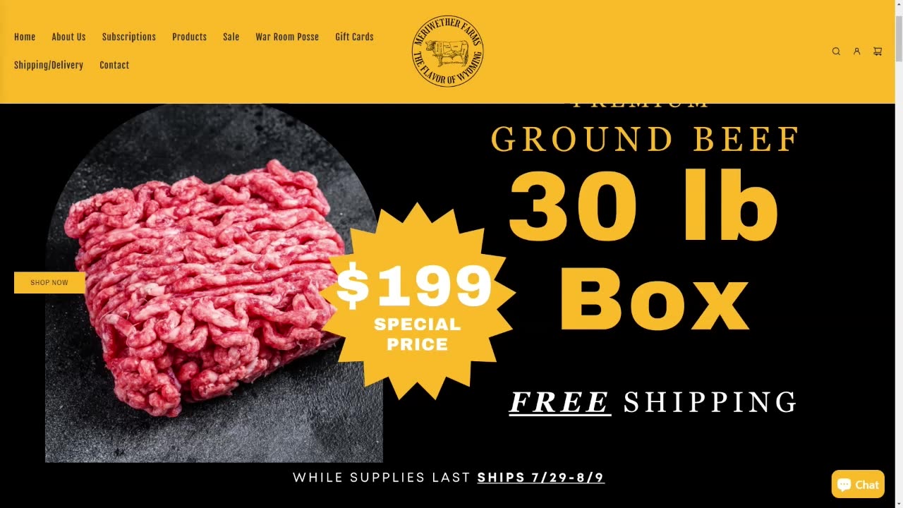 Meriwether Farms Has 30lb Burger Box With 100$ Off For The WarRoom Posse
