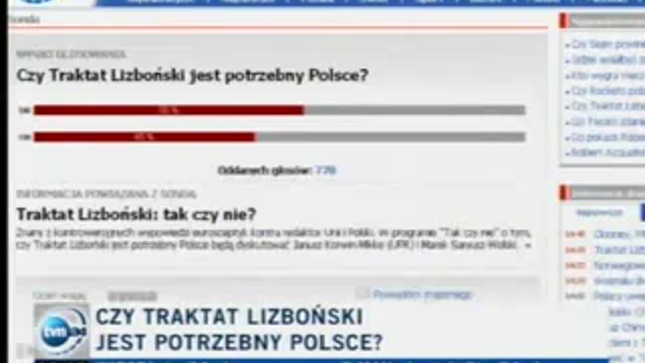 2008/03/15 - (2/2) JKM masakruje Wolskiego w TVN24 - Traktat Reformujący