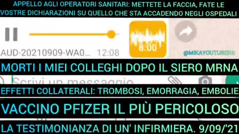 INFERMIERA: i miei colleghi muoiono dopo il vaccino