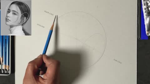 Draw Three Lines In The Drawing To Make The Facial Features Scale.