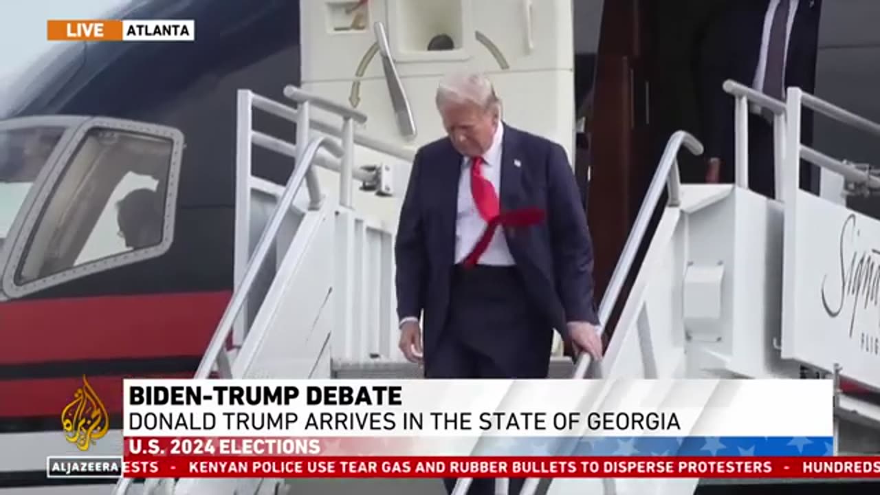 Trump arrives in Atlanta hours before debate with Biden