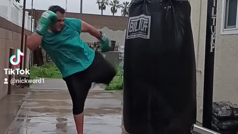 500 Pound Punching Bag Workout Part 22. Kick Boxing Work!