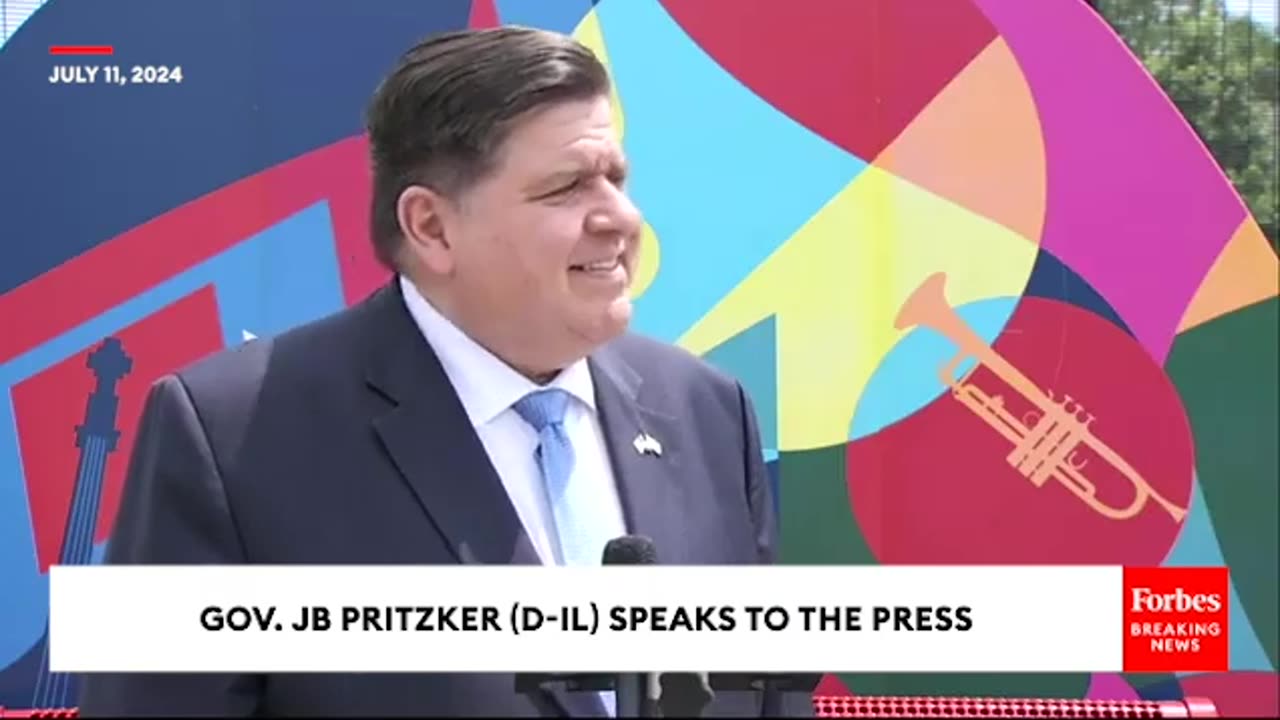 JUST IN- Illinois Gov JB Pritzker Peppered With Questions About Whether Biden Should Remain Nominee