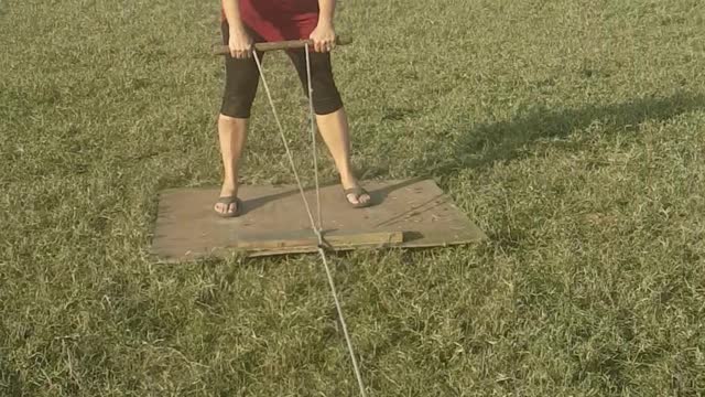 Grandma Skis On Cardboard Around Farm Until She Falls Over