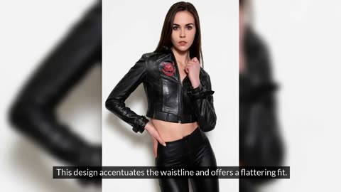 Women Cropped King Castle Black Leather Jacket