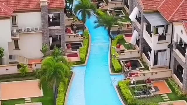 All these houses are connected by a pool