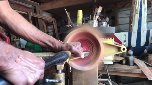 Wood turning with Reggie.