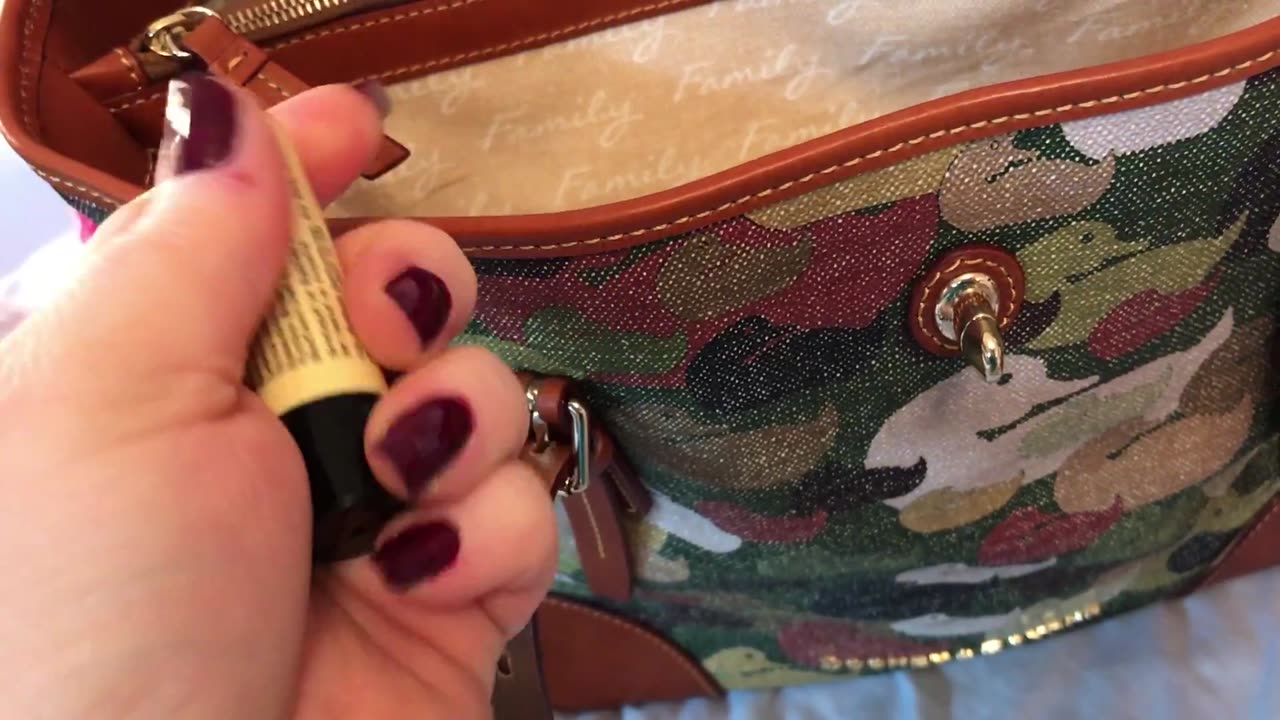 What's in my Bag. Dooney & Bourke Dover Tote Duck Camo Camouflage Purse