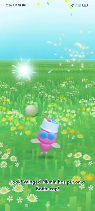 Pikmin Bloom-Pink Pikmin With Bottle Cap