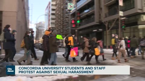 Concordia students and staff protest sexual harassment in Montreal