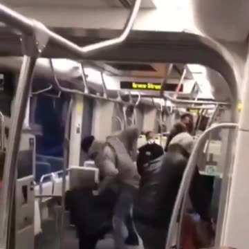 A man asks a male not to smoke a joint on the bus and gets beaten up.