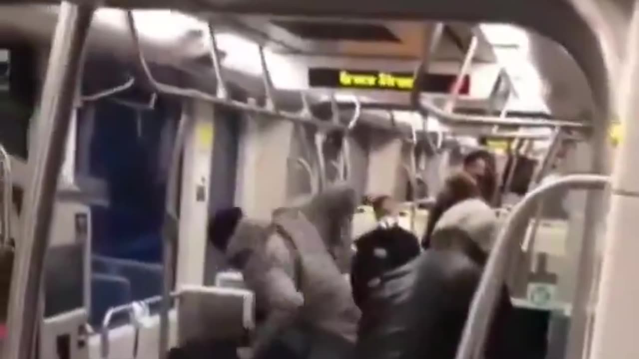 A man asks a male not to smoke a joint on the bus and gets beaten up.