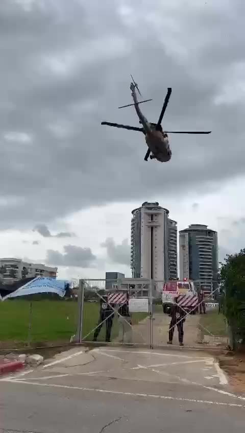 Israeli military helicopters take off and land at Blisson Hospital every hour