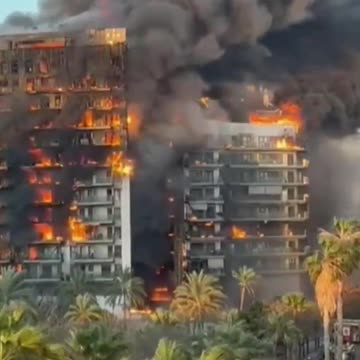 apartment complex caught fire in Valencia, Spain.