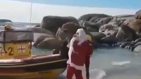 swimming Santa, funny fall failures laugh out loud