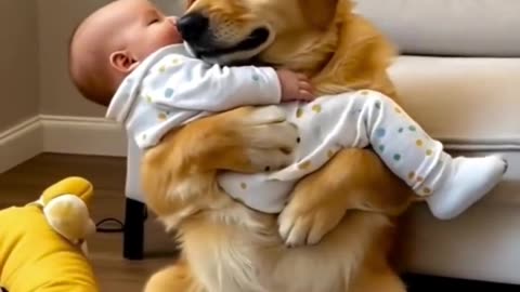 Sleeping Baby and Dog