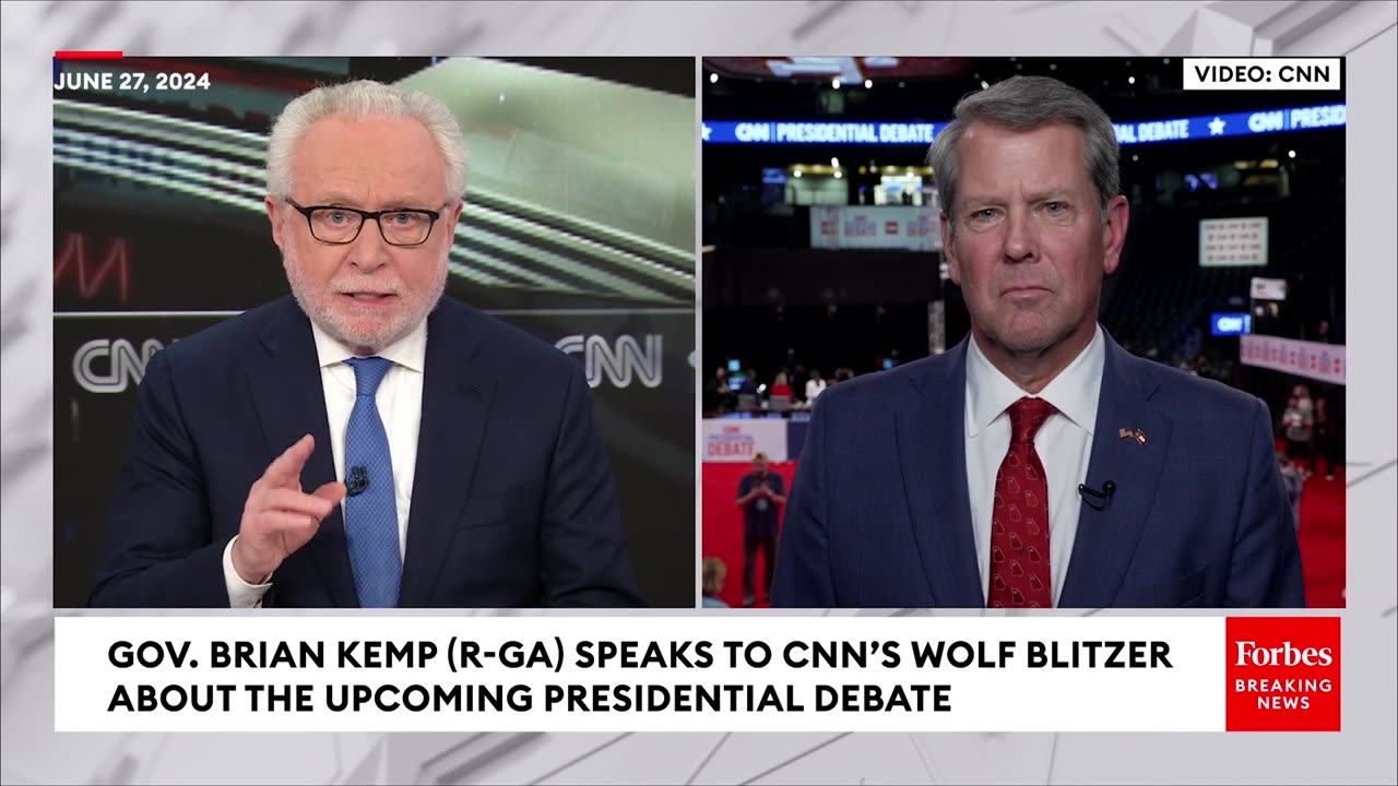 Brian Kemp Asked- How Should Trump Handle Jan. 6 & 'Threat To Democracy' Attacks By Biden In Debate-