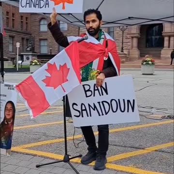 Iranian immigrant protecting the Canadian flag