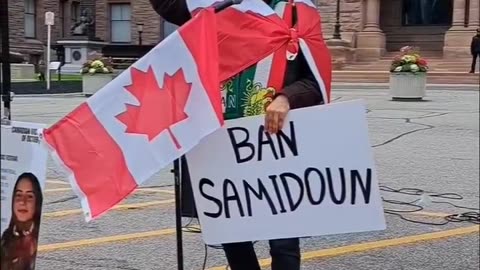 Iranian immigrant protecting the Canadian flag