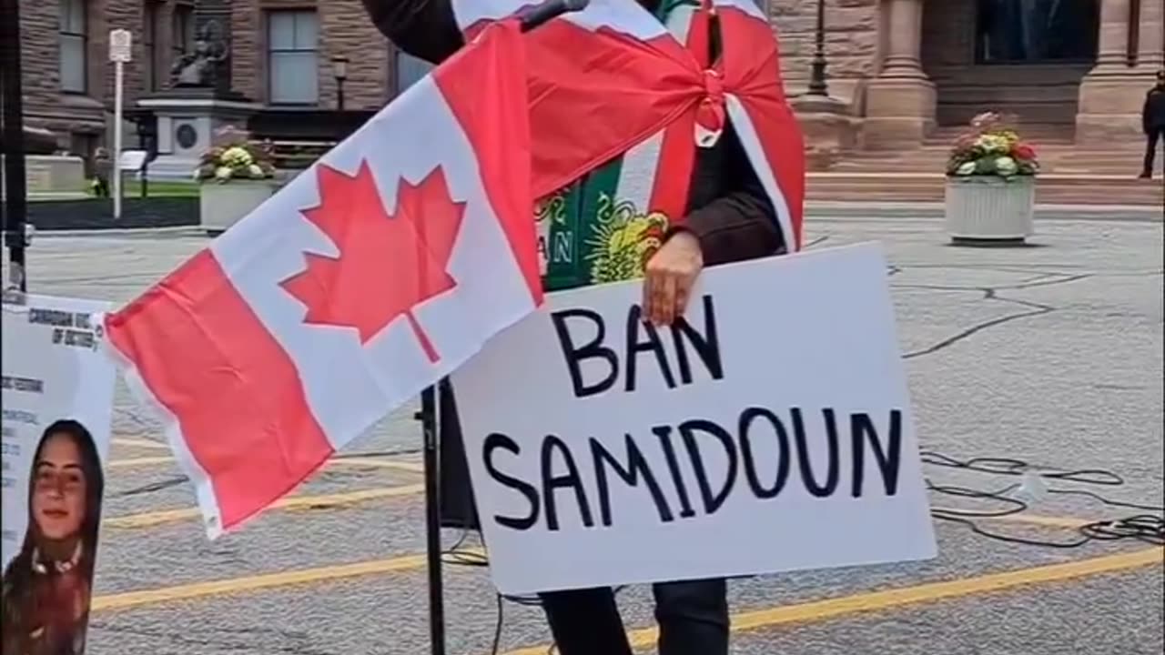 Iranian immigrant protecting the Canadian flag