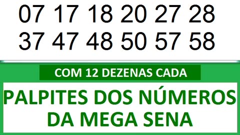 PALPITES DOS NÚMEROS DA MEGA SENA COM 12 DEZENAS vm vn vo vp vq vr vs vt vu vv vw vx
