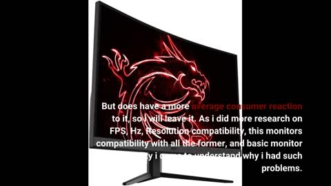 Review: MSI 32" FHD 1500R Curvature Non-Glare Super Narrow Bezel 1ms 1920 x 1080 165Hz Refresh...