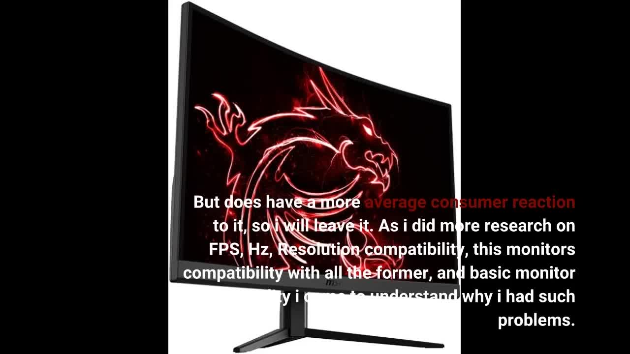 Review: MSI 32" FHD 1500R Curvature Non-Glare Super Narrow Bezel 1ms 1920 x 1080 165Hz Refresh...