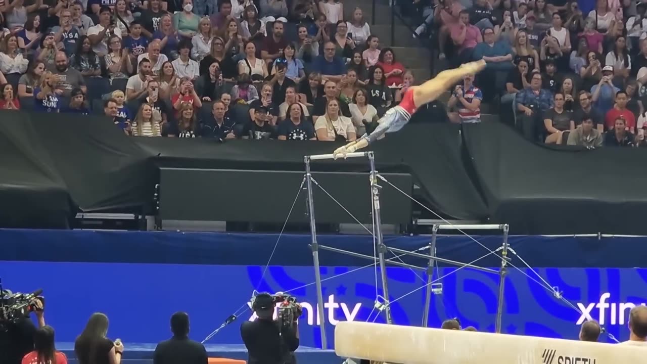 "Suni LEE Receives STANDING Ovation for 14.875 Uneven Bars Routine | 2024 Olympic Trials Day 2"