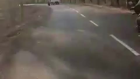 Tiger 🐅 runs to road and attack the bike