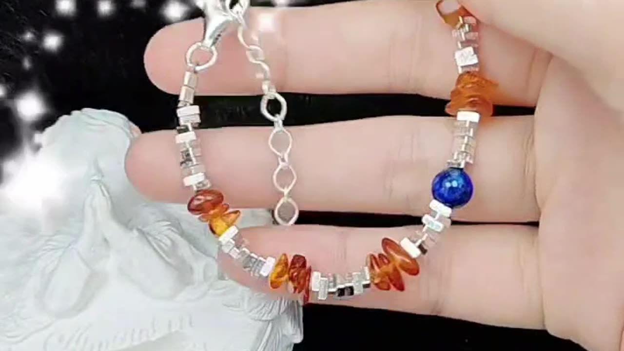 GN-20240929-05 Amber S925 Silver Fashion Women's Jewelry Designer Custom Natural Lapis Lazuli